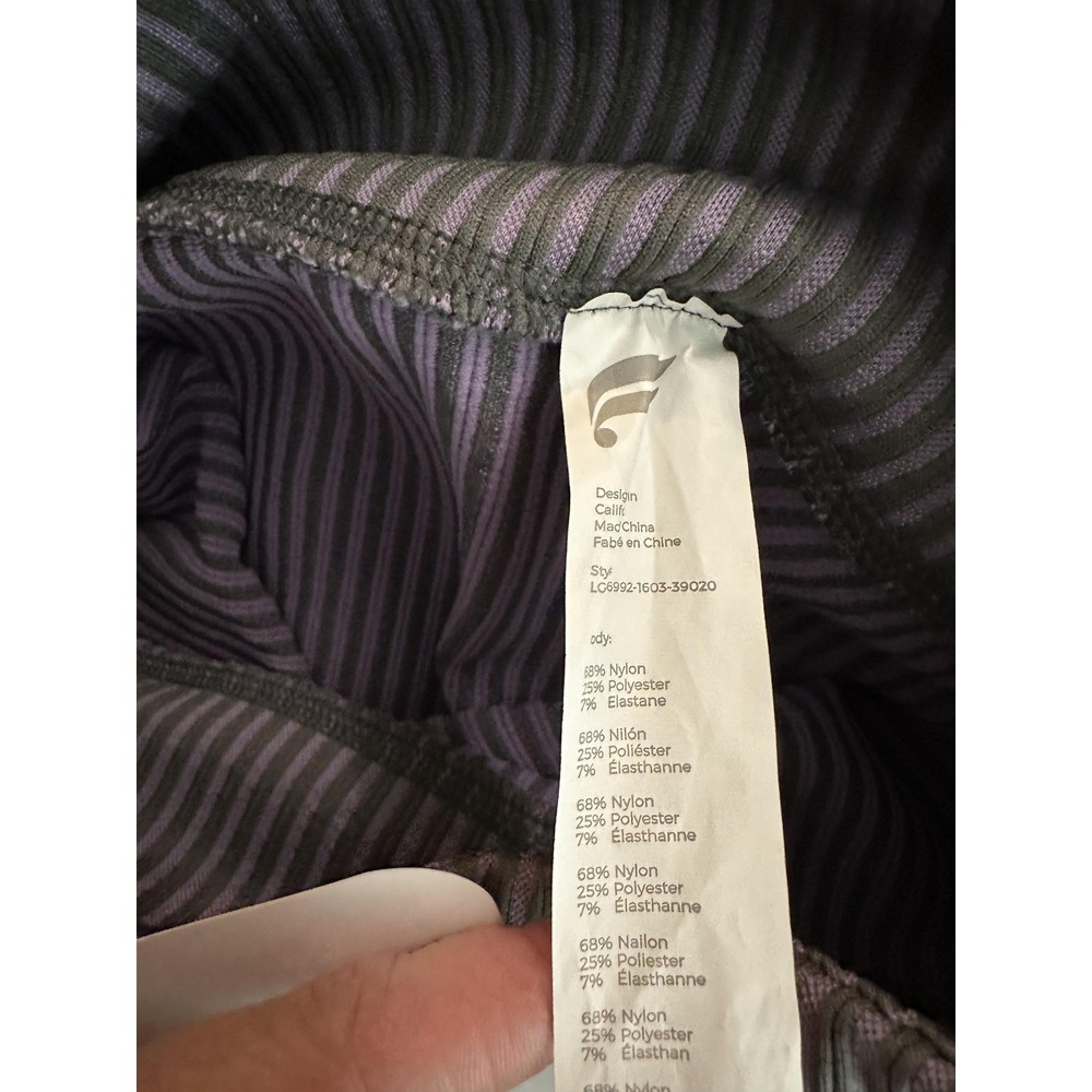 Fabletics Yoga Leggings Womens XS Tall Gray Purple High Waisted Seamless Rib - Picture 4 of 11